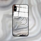 Glossy Marble Design Custom TPU Mobile phone Cover for iPhone X Tempered Glass Phone Case